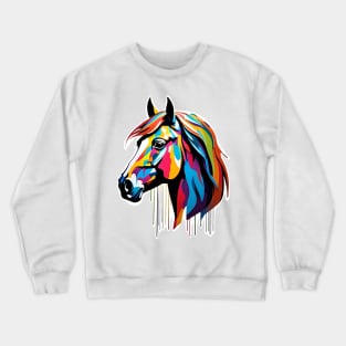 Horse Head Dripping Rainbow Graffiti Crewneck Sweatshirt